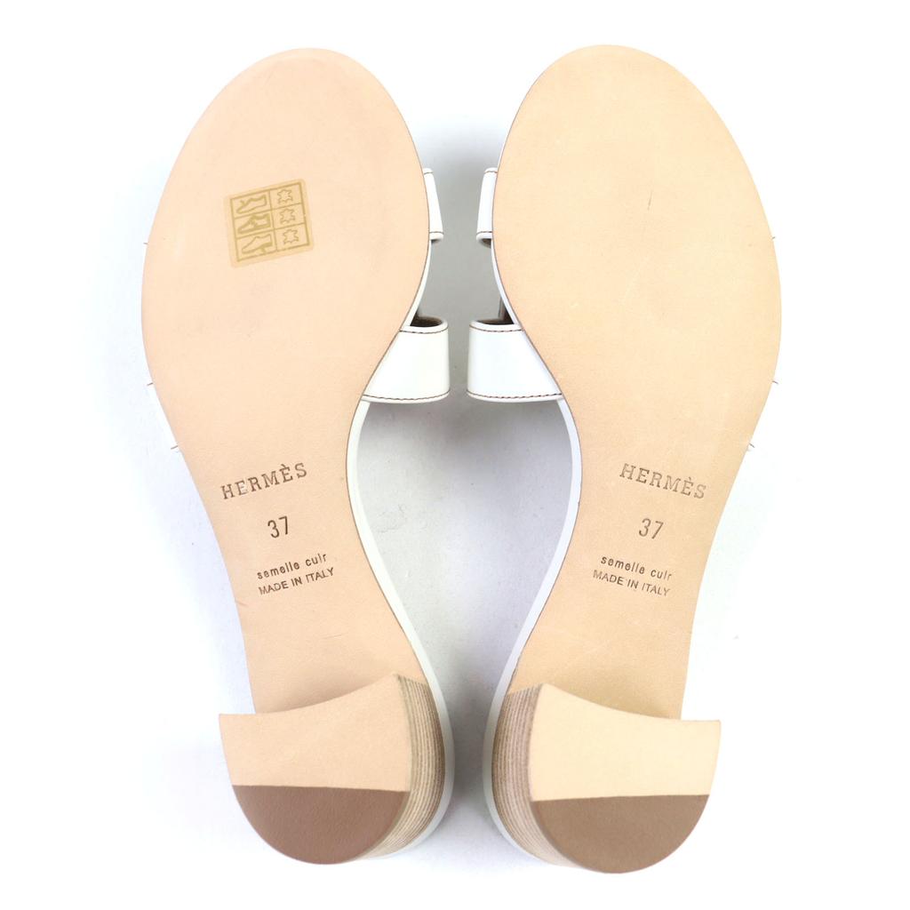 Hermes Sandals Oasis White Leather Women 37 071002Z Used