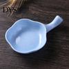 Dish Seasoning Plate Flower Shape with Handle Small Floral Size Plates Serving Saucers Bowl for Sauce