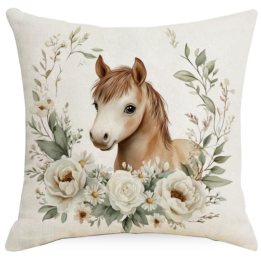 Retro Farmhouse Pillowcase Floral Animal Home Sofa Cushion Pillowcase