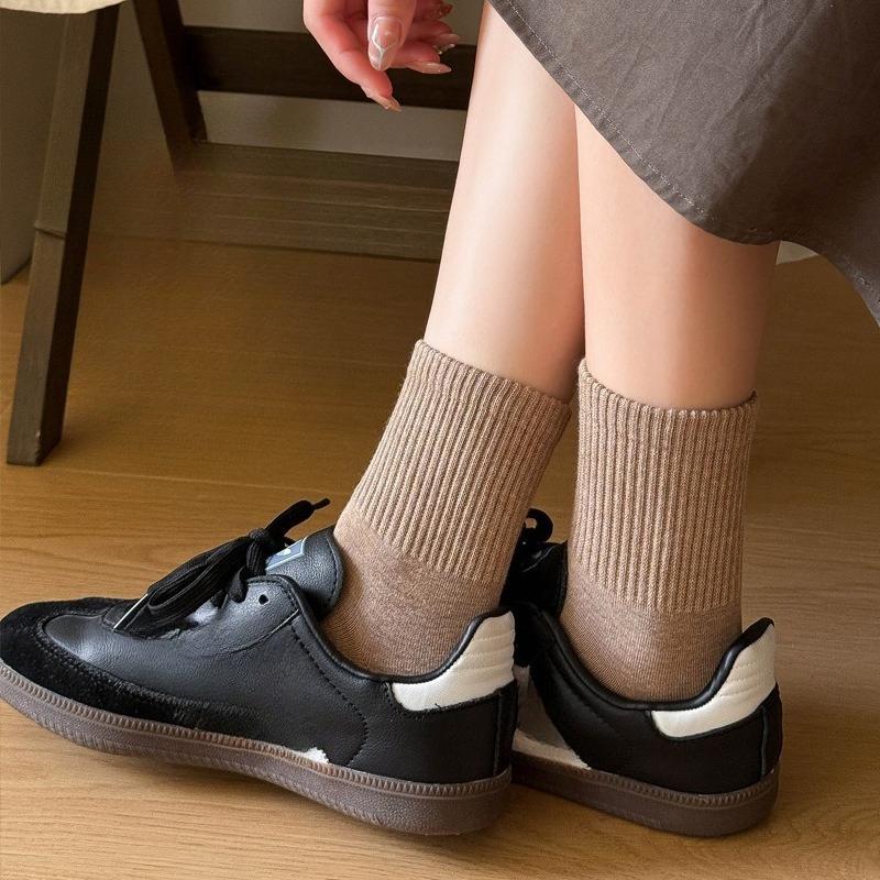 Women's Pure Cotton Thick Mid-calf Socks for Autumn and Winter, Simple Cotton Socks, Warm Long Socks for Winter