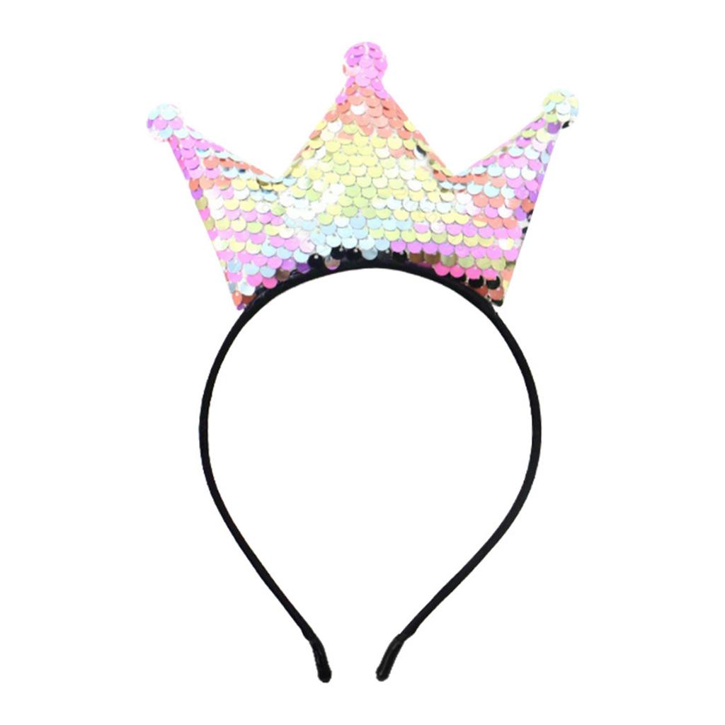 Sparkling Sequins Crown Hairband For Girl Birthday Party Glittering Headwear Toddler Birthday Party Hair Accessory