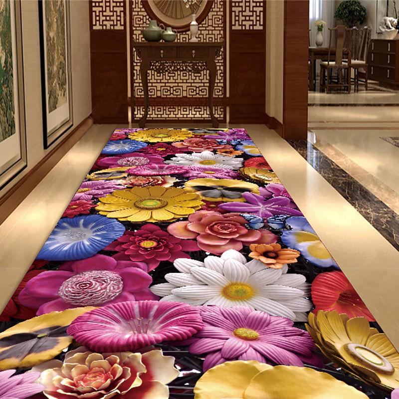 Autumn Style Long Lobby Carpet Fresh Green Grass Pattern Stairway Hallway Home Corridor Carpet Aisle Party Wedding Red Area Rugs