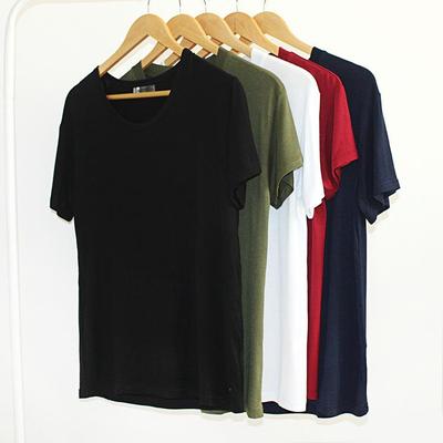 Heren zomer rekbaar T-shirt Zacht ademend korte mouwen Slaap T-shirts voor mannen Ronde hals Casual Basic T-shirt Atletisch Gym Workout T-shirts voor thuis