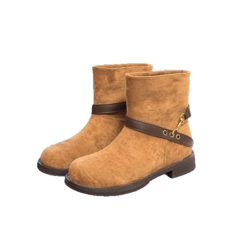 British style retro belt buckle Martin boots women's 2025 new comfortable versatile and thin short western cowboy boots