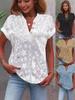 Women's Casual Solid Color V-Neck Short-Sleeved Shirt - Summer 2025 Edition