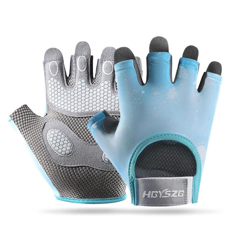 1 Par Sportshandskar Halvfinger Stötdämpande Halkfria Justerbara Kardborreband Slitstarka Unisex Andningsbara Träningscykelvantar