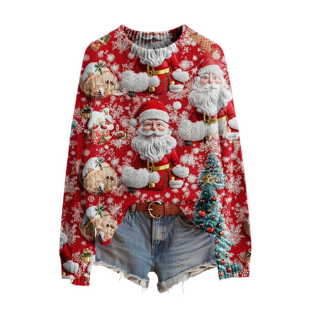 Women's Funny Women's Christmas Sweater R-Neck Christmas Jumper Christmas Outfit Ugly Sweatshirt Christmas Costume