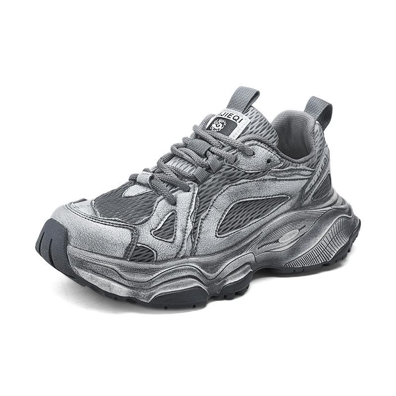 Daddy Shoes Men's Autumn Leather Surface Breathable New Fashion Trend Versatile Platform Running Shoes Casual Sports Trendy Shoes