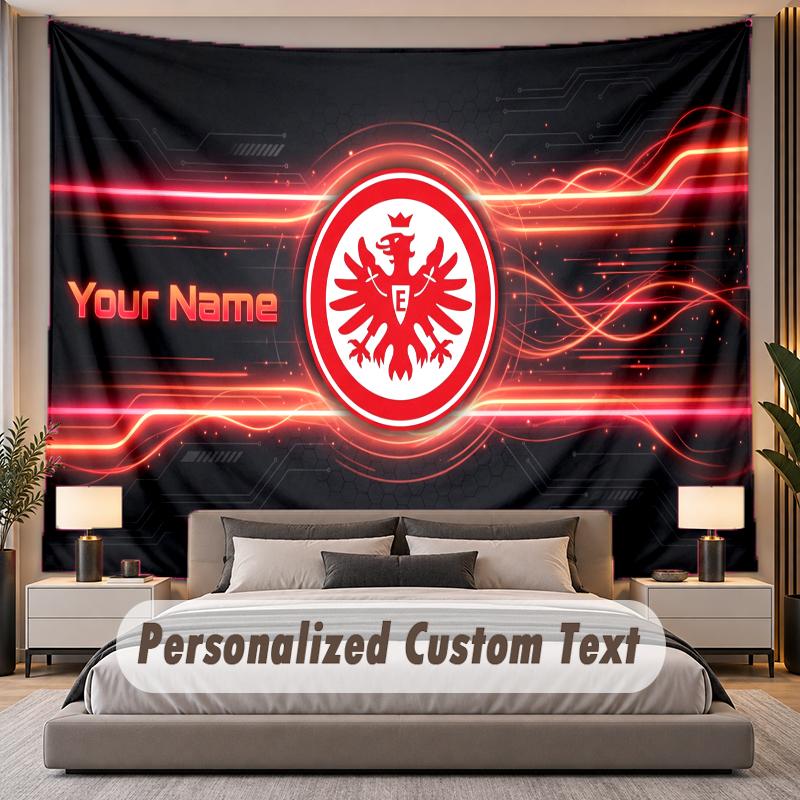 Custom Name Text Tapestry Eintracht Frankfurt Personalized Polyester Wall Tapestry For Bedroom And Room