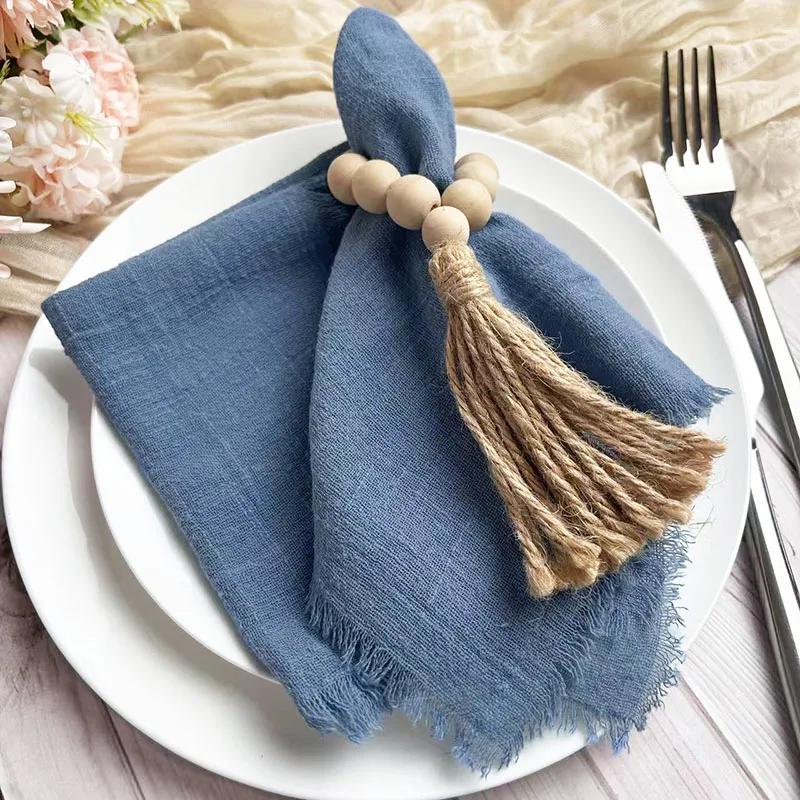50PCS Wholesale Gauze Cotton Napkin 32x32cm Baby Blue Tea Towel Reusable Wedding Party Christmas Table Decor Burrs Napkins