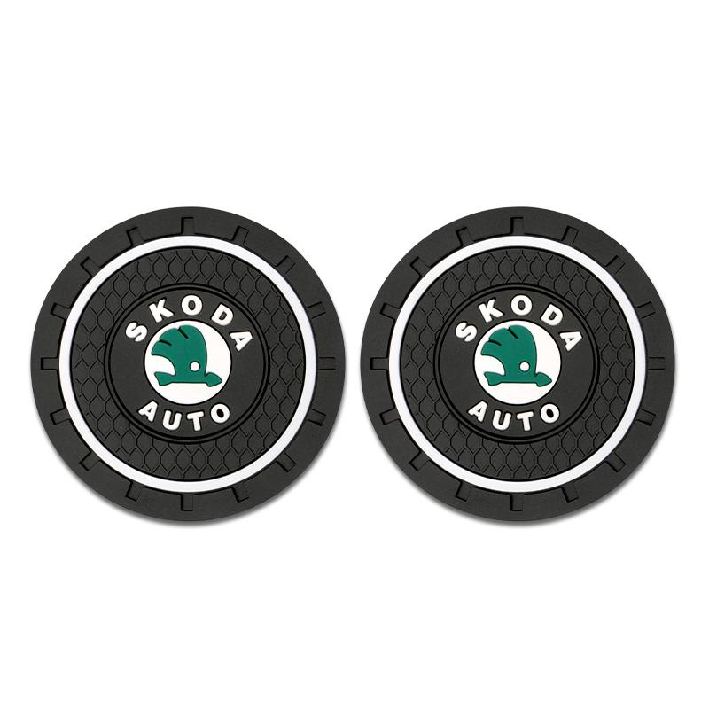LQLT3 2pcs Car Auto Water Cup Slot Non-Slip Mat Accessories For Skoda Octavia MK2 MK3 2 3 A7 Fabia Karoq Kodiaq Superb Rapid Kamiq