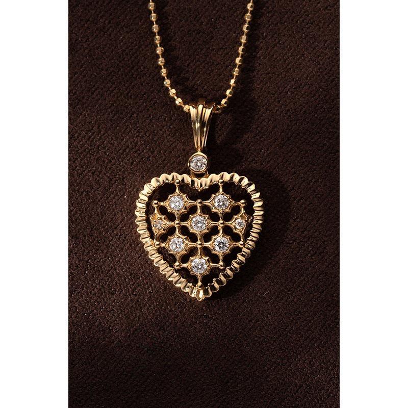 Full of Stars 18K Gold-Plated S925 Sterling Silver Heart Necklace with Zirconia