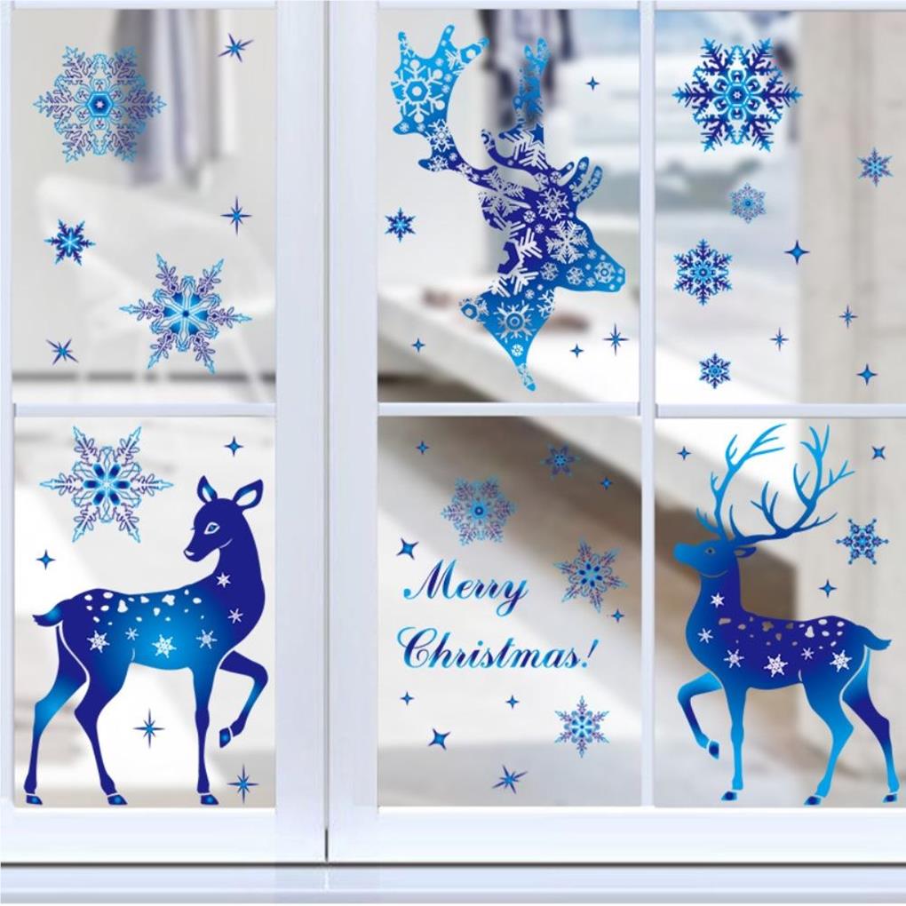 Christmas Snowflake Stickers Festival Xmas Holiday Home Dining Bar Farmhouse Living Room Bedroom Decoration Art
