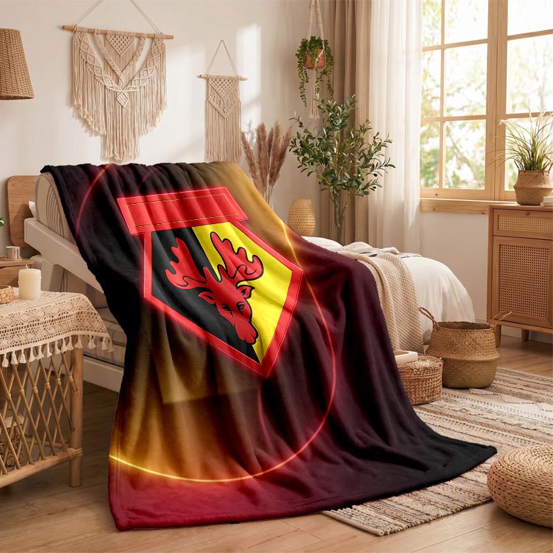 Watford Football Print Flannel Blanket Soft Warm Sofa Bed Throw Blanket For Home Office Bedroom