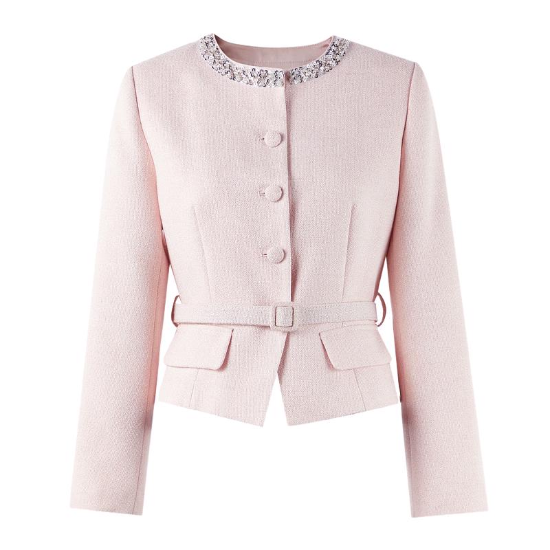 Elegant Rhinestone Short Tweed Jacket M
