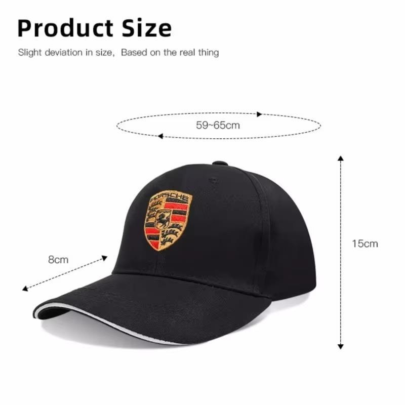 Vyšívaná závodní motocyklová čepice Nastavitelná ochrana proti slunci Čepice s kšiltem Duck Tongue Hip Hop čepice Pro Porsche Macan Panamera Cayenne samolepky