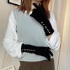 Korean Style Autumn/Winter Pearl Fingerless Touchscreen Wool Gloves for Women