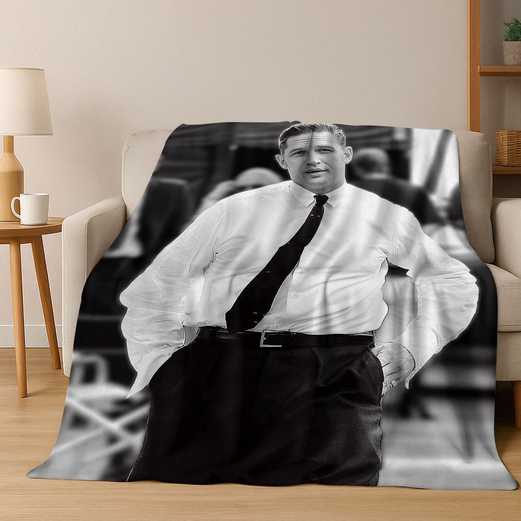 3D Tom Hardy Art Actor Star Flannel Blanket,Cozy Soft Throw Blanket for Home Bedroom Bed Sofa Picnic Office Cover Kids Gift
