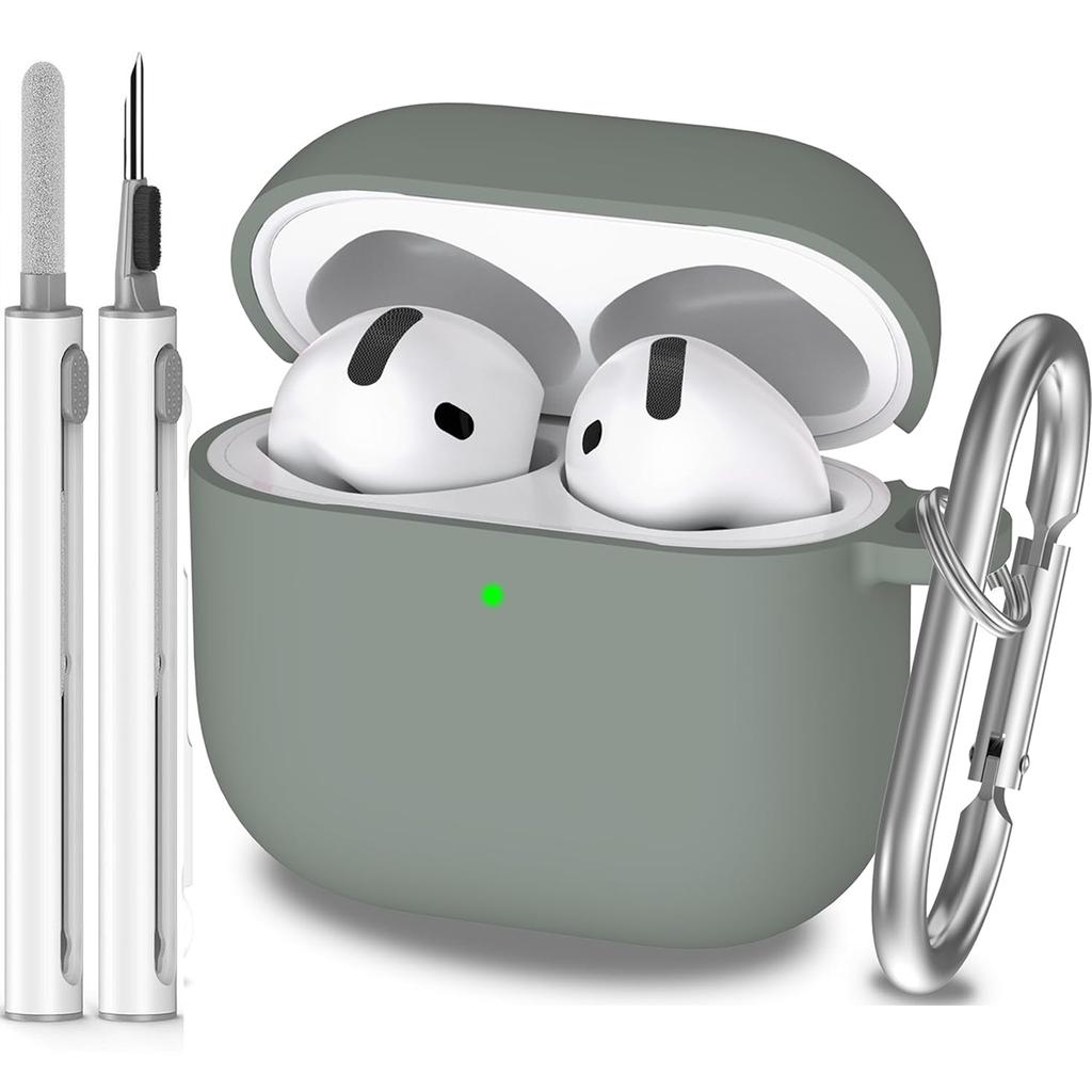 Für AirPods 4. Generation Hülle Abdeckung 2024, Militärqualität Weiches Silikon Stoßabsorbierend für AirPods 4 Hülle mit Schlüsselanhänger & Clea