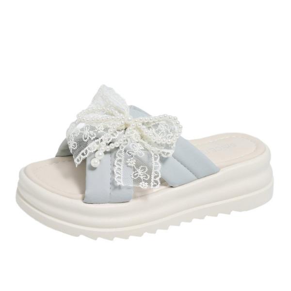 Fashion Butterfly-Knot Beach Shoes Slippers Casual Low Slipers Women Slides Lace Sabot Luxury 2025 Soft Summer Rome Butterfly-knot Rubbe