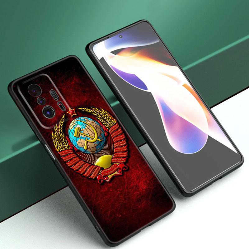 The USSR Flag Symbol Black Silicone Phone Case For Xiaomi Mi 9 SE 8 10T 11 12 13 Lite 9T 11T 12S 12T 13T 14 Pro 5G NE 11i 12X