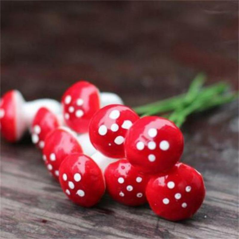 

50 шт. искусственных аксессуаров для самостоятельной сборки, миниатюрный красный гриб, декоративный забор в горшке, миниатюры, мох для террариума в сказочном саду 2cm