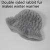 Winter Women Outdoor Knitted Real Rex Rabbit Fur Hat Natural Warm Fur Bucket Hats Girls Fashion Fluffy Real Rex Rabbit Fur Caps