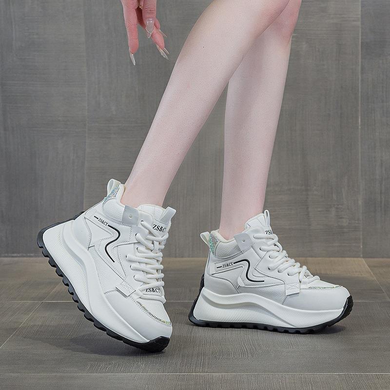 9976 Leather High-top Shoes Children's New Versatile Spring and Autumn Platform Sports and Leisure Shoes