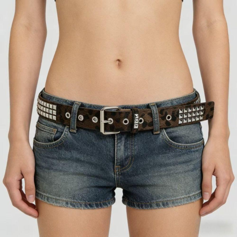Fur Gothic Waistband Buckle Y2K Belt Retro Punk Rivet Belt  Rock