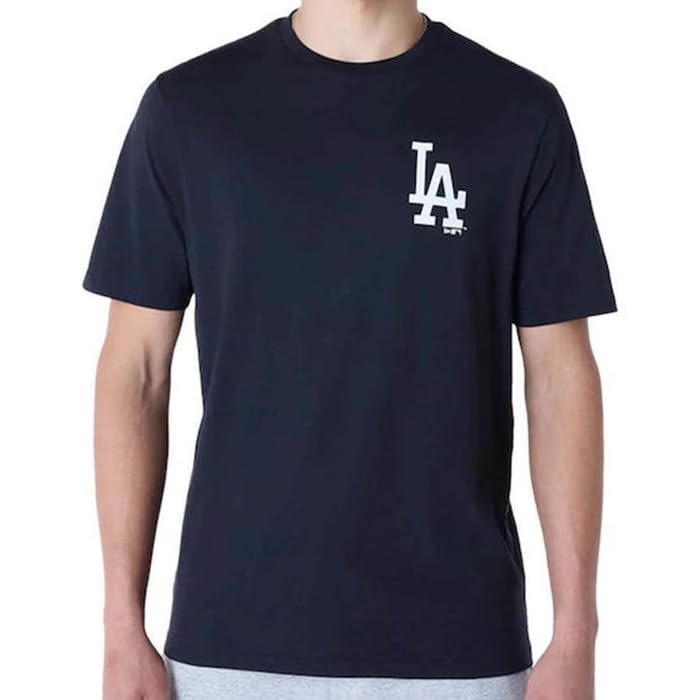 New Era Los Angeles Dodgers T-Shirt for Men and Women, MLB Cotton Tee with Logo Print (JP, Alphabet, M, (213) LA Navy) [Parallel Import]