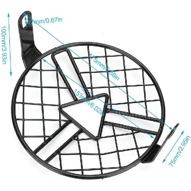 Aramox Motorcycle Headlight Guard Grille Cover, Aluminum Alloy Protector for CG125 GN125, 5.75 Inch Headlamp, Black