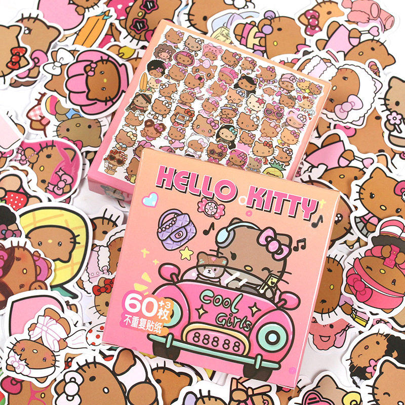 Cartoon Stickers Kuromi Kitty Cinnamoroll Pochacco Kawaii Waterproof No Residue For Kids Journal Scrapbooking Student Rewards
