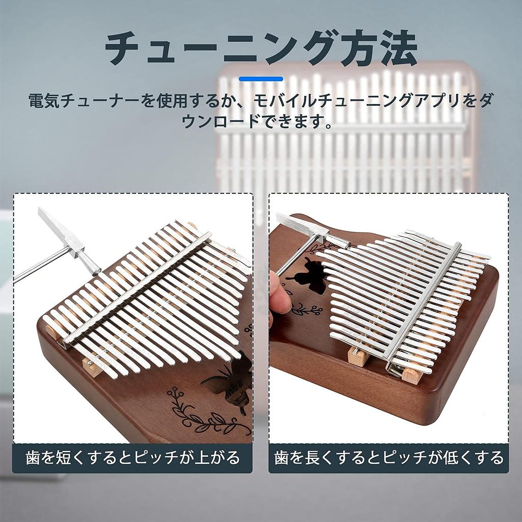 DRELD Kalimba 21-Key Thumb Piano Butterfly Wooden Portable Healing Music Beginner's Guide Tuning Hammer Storage Bag
