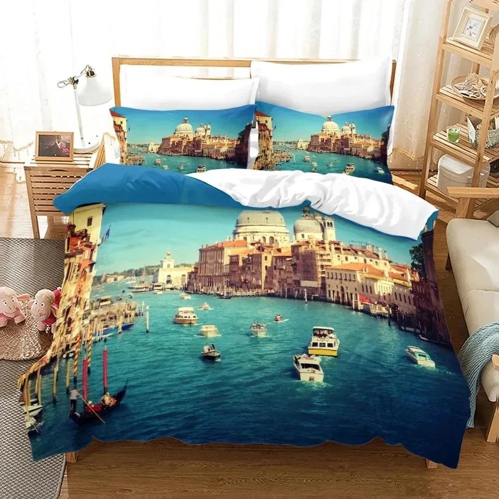 3D Print New York City Nachtzicht Beddengoed Set Dekbedovertrek Bedset Dekbedovertrek Kussensloop Dekbed King Queen Maat Jongens Volwassene