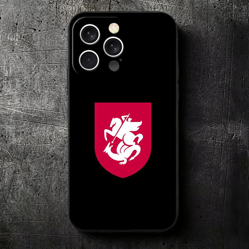 Georgia Passflagge Weiche Handyhülle für iPhone 16 16E 17 Air 15 Pro Max 14 Plus 13 Mini 11 12 7 Schwarze Hülle Rückschale