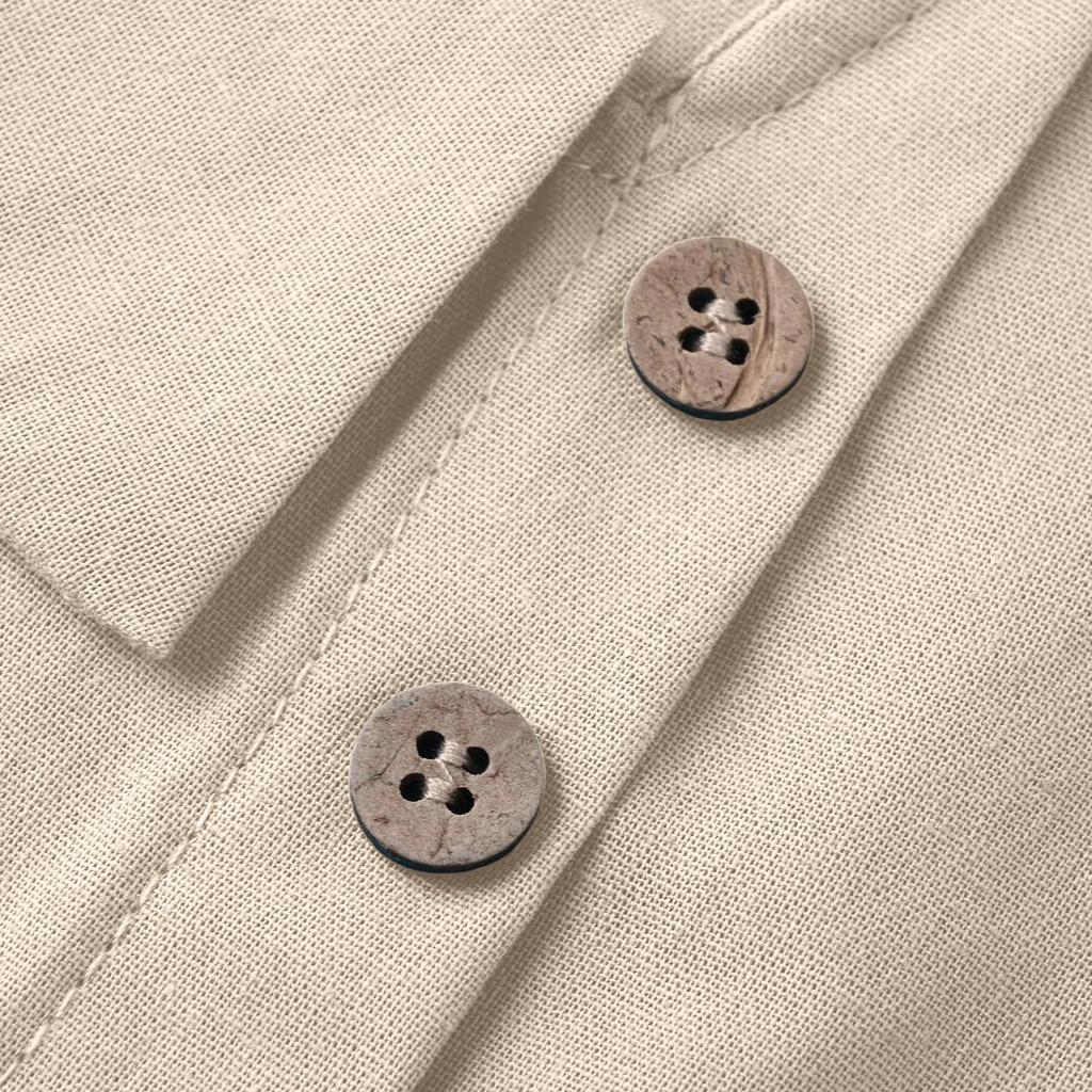 Womens Cotton Linen Tops Asymmetric Neck Short Sleeve Shirts With Buttons