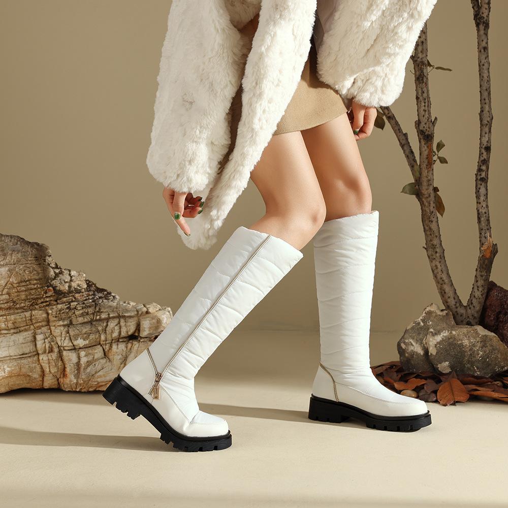 Autumn and Winter New Thickened Velvet Snow Boots Women's Medium and Long Tube Warm and Cold-resistant Boots Flat-bottomed Inner Mongolia Large Cotton