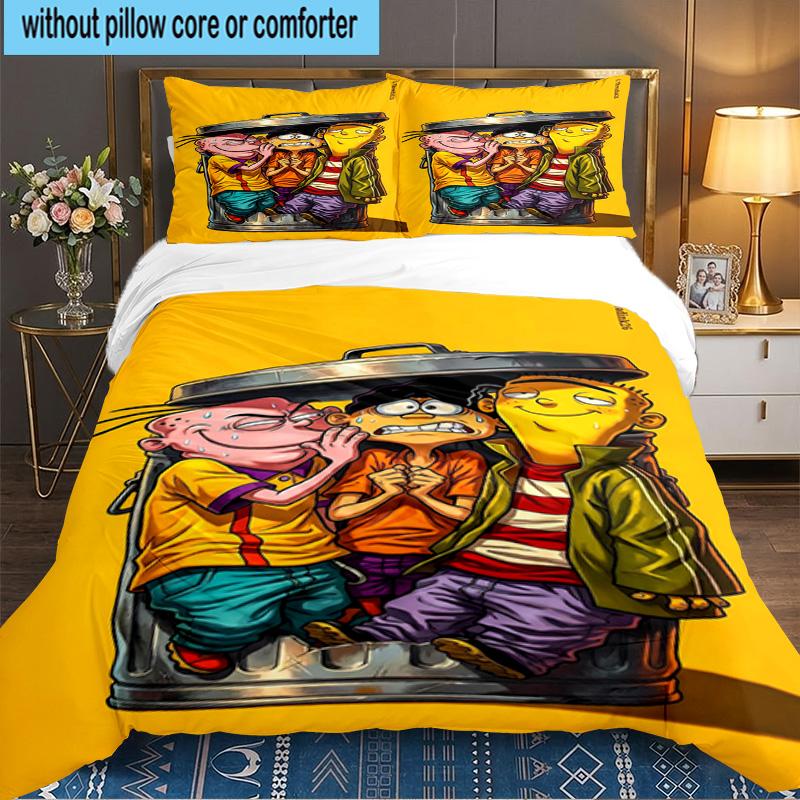 Edd Eddy Adventure 3pcs Bedding Set,Including 1pc Duvet Cover And 2pcs Pillowcases Perfect Gift for Christmas,Ideal for Bedroom, Dormitory
