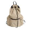 Casual Backpack Harajuku Solid Color Pleated Drawstring Waterproof Men'S And Women'S Mountaineering Travel Lightweight And Simple Niche