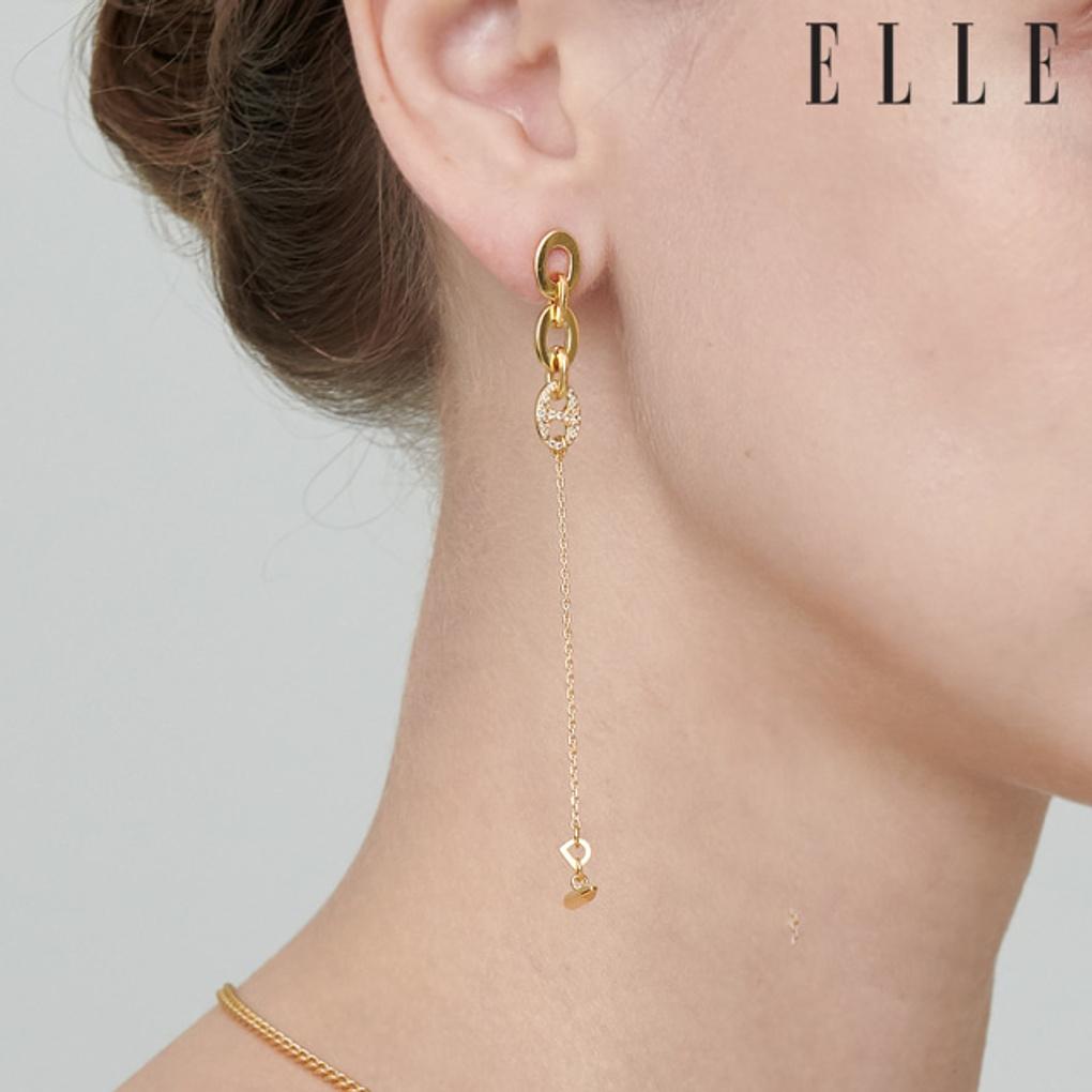 Urban 14K Chain Drop Anklet Earrings (Gold Pin) ELGPEE384