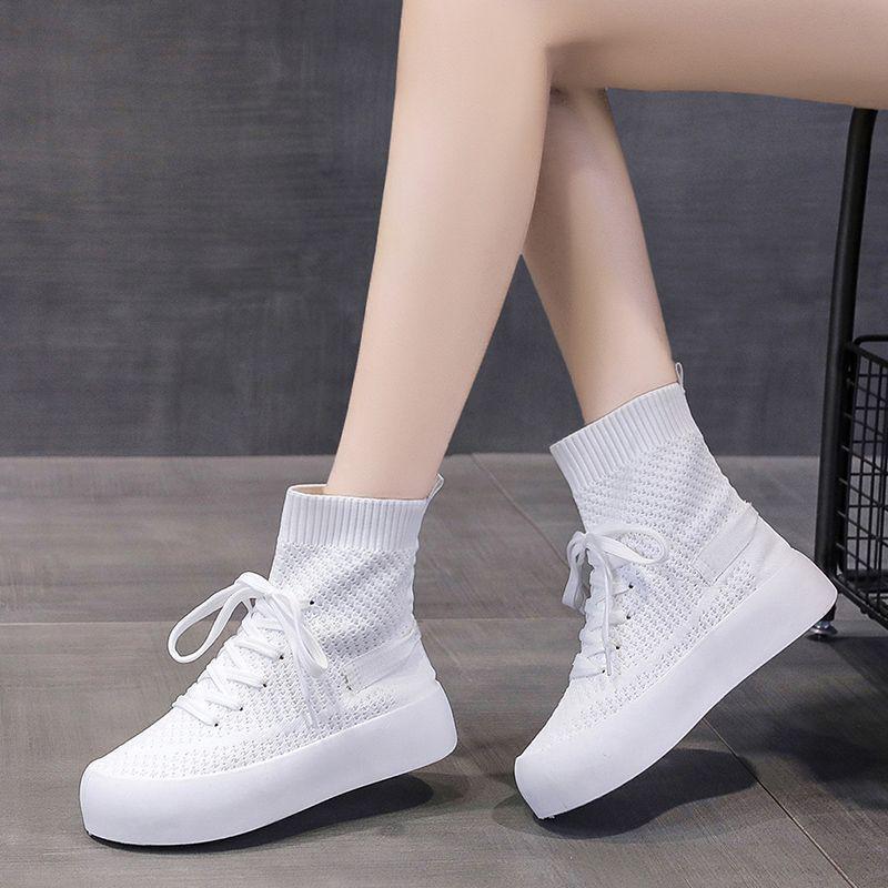 Women's Breathable Slimming Knit High-Top Sock Shoes - Spring/Summer 2025 Casual Sports Slip-On