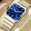 CHENXI New Square Men Watch Luxury Stainless Steel Business Quartz Luminous Man Wristwatch Date Waterproof Relogio Masculino