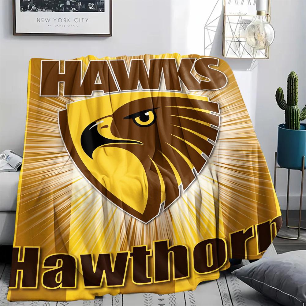 Hawthorn Hawks Print Flaneldecke, Hohe Qualität, Bequem für alle Jahreszeiten, Heimdekoration, Wärme und Komfort, Perfekt für Weihnachtsgeschenke