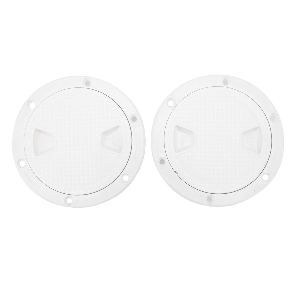 2PCS Boat Hatch Deck Plates Non Slip Round Shape Thickened Rubber Ring Inspection Deck Plate with Detachable Cover White