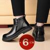 6cm Höherwachsende Schuhe Für Männer Echtes Leder Winter Schneestiefel Mit Wollfleece-Futter Seitenreißverschluss Warme Knöchelhohe Stiefel