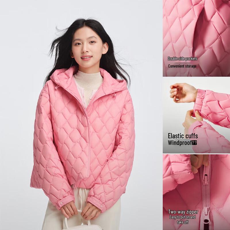 BOSIDENG Lightweight Hooded Diamond Quilted Down Jacket