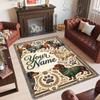 Forest Nature Theme Crystal Velvet Rug Personalized Custom Name Text Soft Floor Mat Home Decor