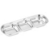Stainless Steel Sauce Dish Seasoning Dish Snack Plate Divided Food Dipping Bowl Kitchen Tableware3 Grids