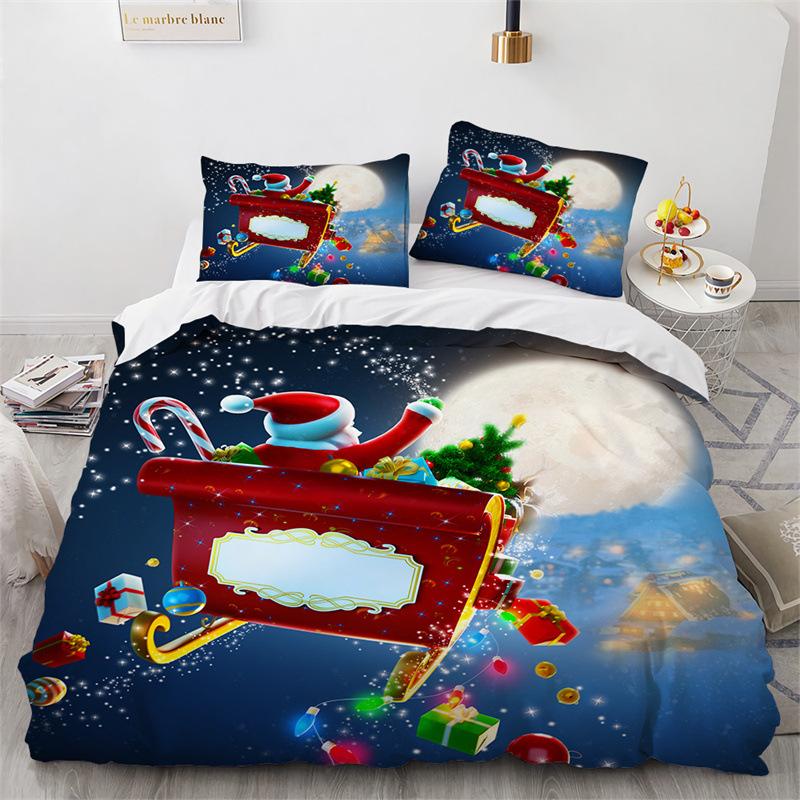 3D-Weihnachtsbettwäsche, Weihnachtsmann-Daunenbettbezug, 2/3-teilig, luxuriöses und bequemes Heimtextilien, Weihnachtsgeschenk für Kinder-/Erwachsenenzimmer