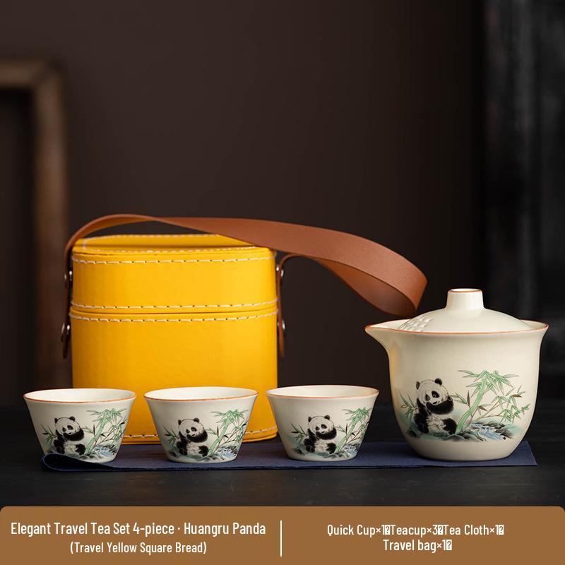 Portable Ru Kiln Tea Set: Light Luxury Travel & Car-Mounted Drinkware for Camping & Business Trips